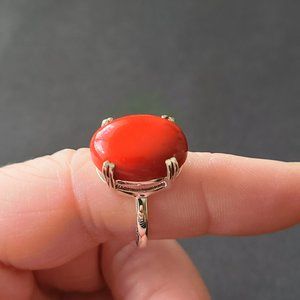 Red Coral Remarkable Ring size 8-Red Coral Jewelry